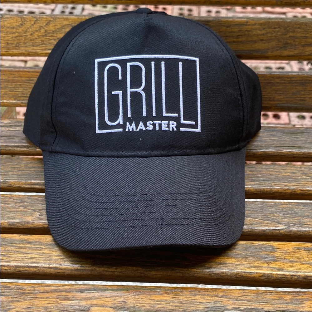 Grill Master Black Cap full 6 panel style adjustable back strap hat